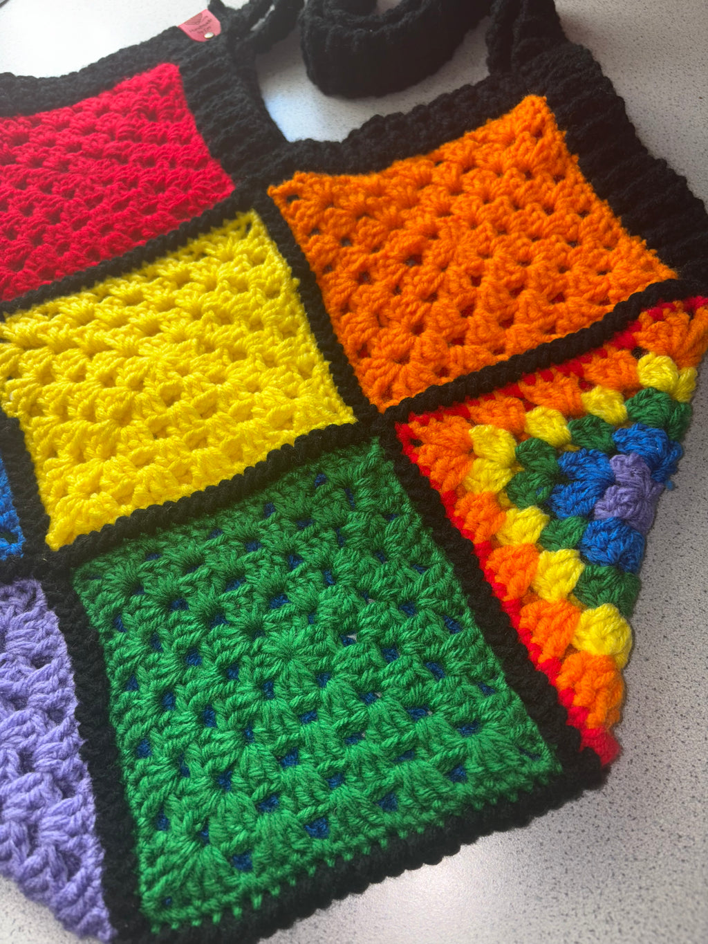 Granny Square Tote Bag - Rainbow