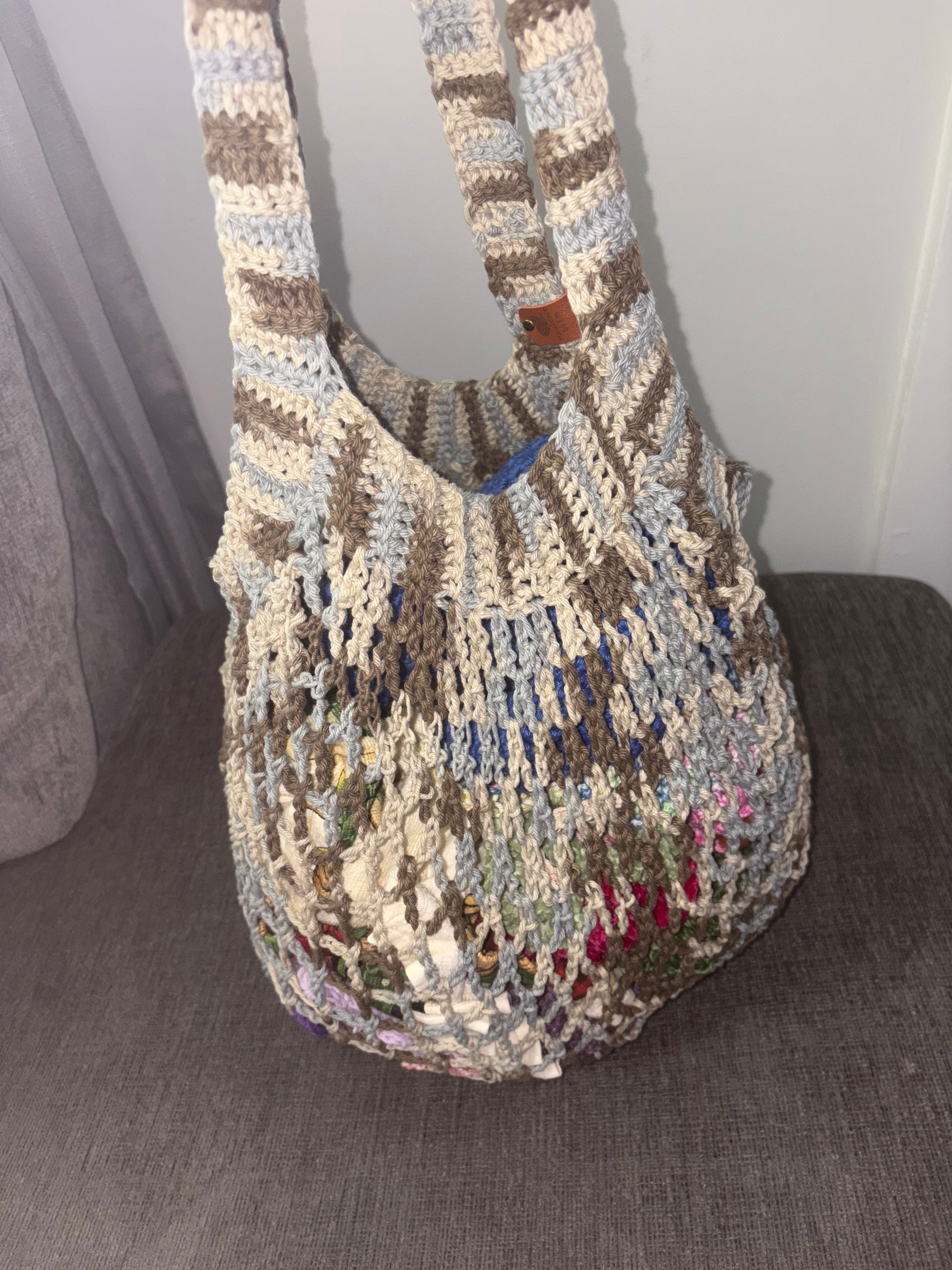 (Ribbed) Mesh Market Bag - Two Tone